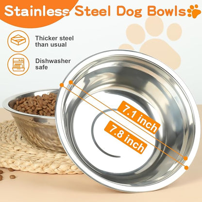COMESOON Elevated Dog Bowls, 5 Adjustable Heights (3.9"-13.4") Raised Dogs Food Bowl Stand for Medium Large Sized Dogs, Non-Slip Foldable Travel Pet Feeder Black with Stainless Steel Bowls