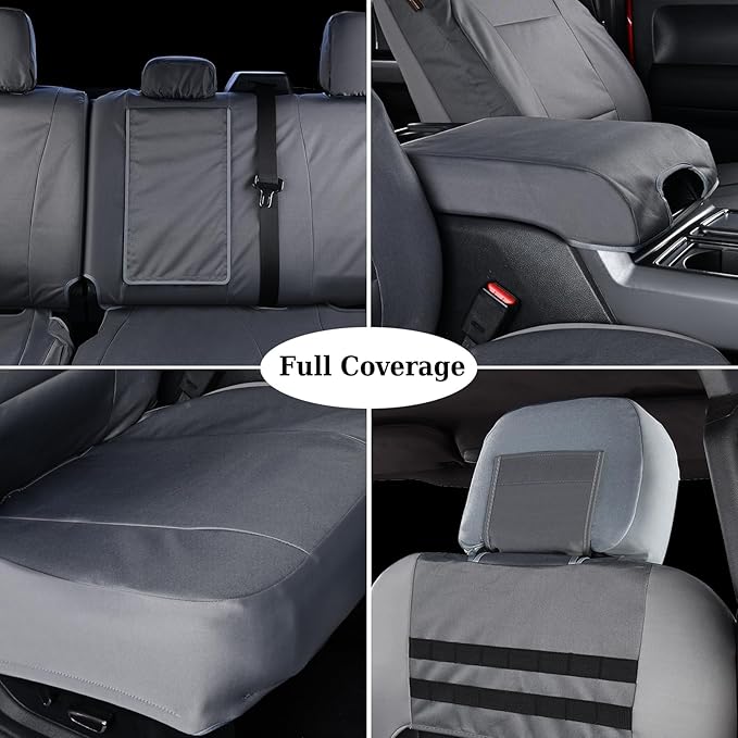 Coverado Rear Bench Car Seat Covers, Waterproof Oxford Gray Seat Cover for Car Seat Protector for Kids & Dogs, Seat Covers Compatible with 2015-2026 Ford F150 & 2017-2026 Ford F250 F350 F450, Gray