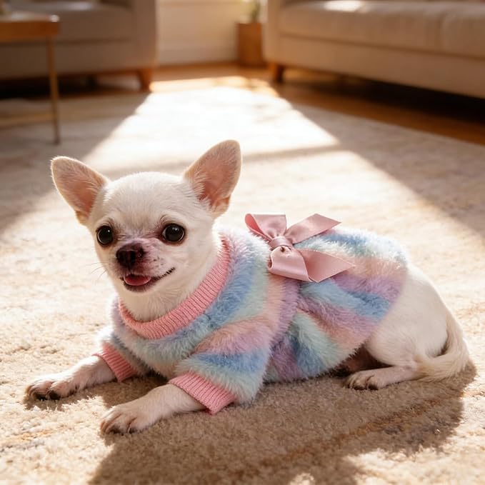 Dog Sweaters for Small Dogs Girl Dog Clothes Fleece Small Dog Pajamas Female Warm Dog Pjs Soft Dog Onesie Heart Chihuahua Clothes Pink Pet Puppy Pajamas, XXS