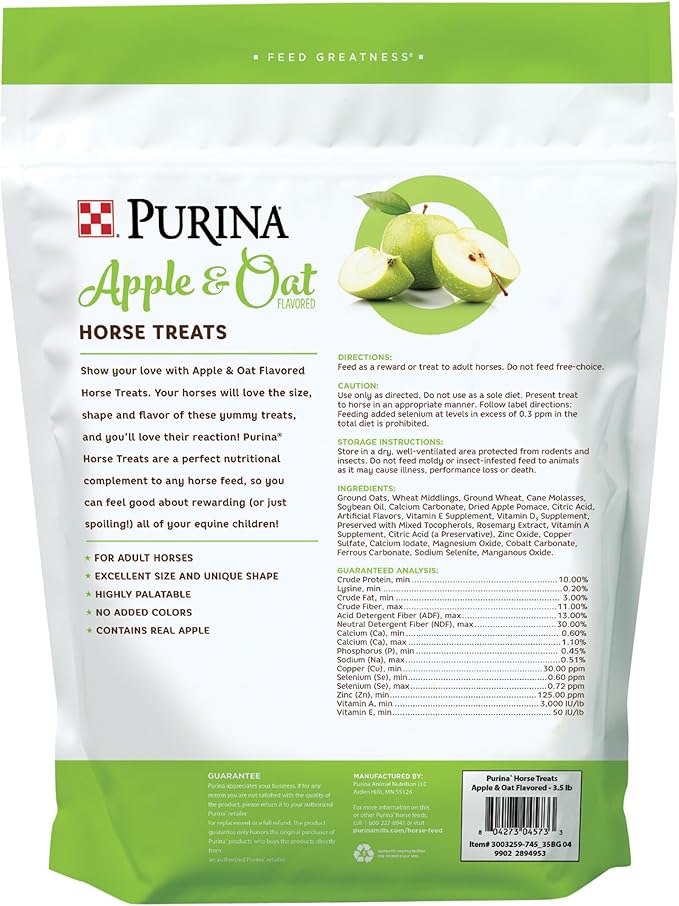 Purina | Apple and Oat Flavored Horse Treats | 3.5 Pound (3.5 lb) Bag