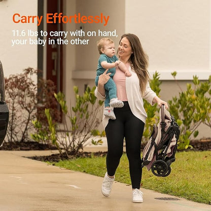 MAMAZING Ultra Air Lightweight Baby Travel Stroller with Carbon Fiber Frame, Compact & Airplane-Friendly, One-Handed Fold, 11.6 lbs, Perfect for Toddlers, Organizer & Cushion Included, Simply Taupe