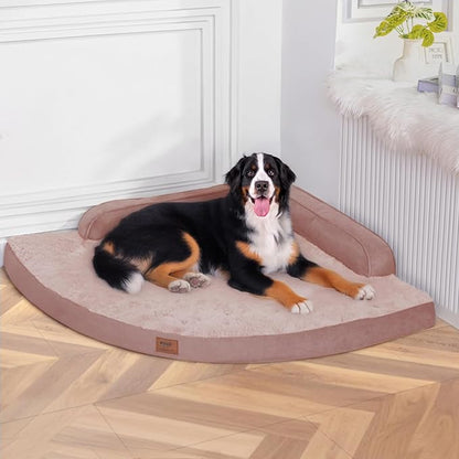MEKIY Large Orthopedic Dog Bed with Sides XXXL Dog Beds with Removable Washable Cover Non-Slip Waterproof Pet Bed for Extra Large Dogs - Pink XXXL