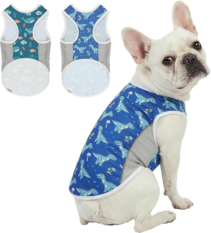 UPF 50+ Sun Protection Dog T-Shirt, 2 Pack Lightweight Sleeveless Dog Vest for Medium Dogs Boy – Reflective Strips, Quick-Dry Pet Apparel, Sports Fan Shirt P23ST00507XXL