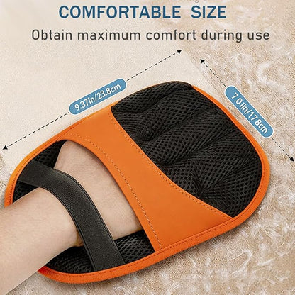 Thickened Pet Hair Removal Glove，Newly Upgraded Reusable Electrostatic Cat Dog Hair Remover Glove, Magic Brush Tool for Couch, Carpet, and Car Seat (Orange)
