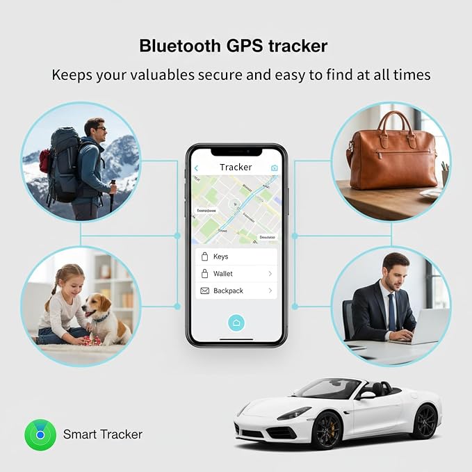 2 Pack GPS Tracker for Vehicles Work with Find My (iOS Only) Real Time Mini | Hidden Car Tracking Devices Worldwide Coverage Car Key Locator Waterproof No Monthly Fee No Subscription No SIM Card Required