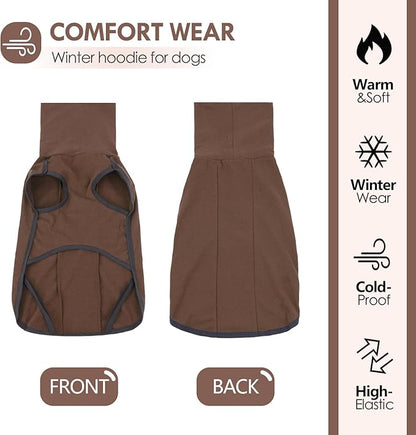 JOHNBOLIN Dog Winter Sweater Vest - Windproof Warm Pullover with High Collar & Leash Hole, Soft Onesie Pajamas for Cold Weather - Pet Apparel for Small/Medium/Large Dogs Indoor/Outdoor Hiking Sleep