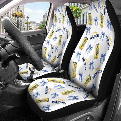 GENANY Summer Twisted Car Seat Covers Set of 2, Breathable Front Seat Covers for Truck Sedan SUV, Funny Car Accessories, Drinking Gift for Women Men