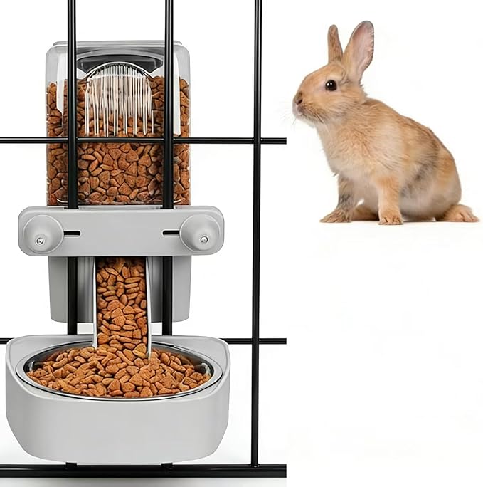 54 oz Pet Food Dispenser, Gravity Feeder Bowl for Cage, Auto Feeder for Ferret, Cat, Dog and Other Small & Medium Animals, Compatible with Widemouth Cages(Gray)