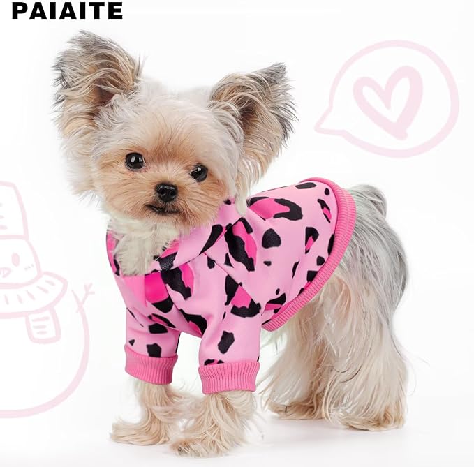 Cozy Pink Leopard Dog Hoodie – Cute and Warm Winter Sweatshirt with Hood, Soft Pet Coat for Small, Medium, and Large Dogs, Stylish and Comfortable Outfit for Cold Weather Walks.Pink 3XL