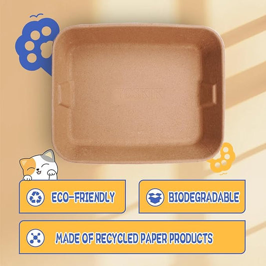 Disposable Cat Litter Box, Sturdy and Durable, Extra Thick, Large Size - 16.2"x12.6"x3.9", Leak Resistant and Sustainable, Disposable Litter Boxes for Cats (Brown, 10-Pack)