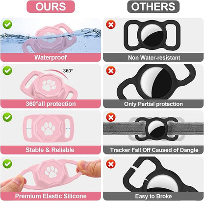 Smart Pet Tracker for Collar - Dog Tracker Pet Location Tracker with Holder | Real-Time Location, No Monthly Fee/ SIM Card, Work with Android Only (Not for IOS), Ultra-Slim, IP68 Waterproof Holder, Pink