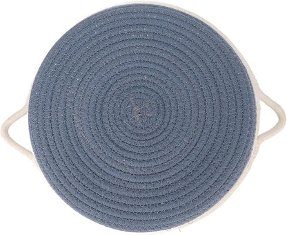 Cotton Rope Woven Cat Bed Simple Hand Woven Double Sided Cat Bed Basket for All Seasons(Dusty Blue)