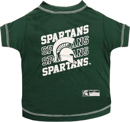 Pets First NCAA Michigan State Spartans Graphic Dog Tshirt, Licensed Sporty Dog Shirt with Team Name and Logo, Cool Puppy Shirt, Size Medium