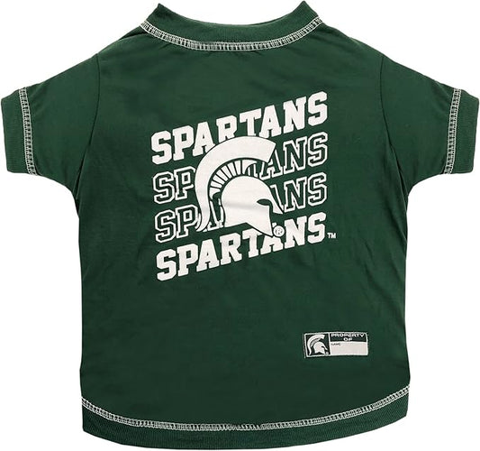 Pets First NCAA Michigan State Spartans Graphic Dog Tshirt, Licensed Sporty Dog Shirt with Team Name and Logo, Cool Puppy Shirt, Size Medium