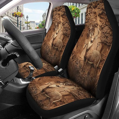 GENANY Deer Hunting Car Seat Covers Set of 2, Breathable Front Seat Covers for Truck Sedan SUV, Deer Car Accessories, Hunting Gift for Women Men
