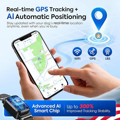 Smart Dog GPS Tracker, Complimentary 12-Month Subscription, Live Pet Tracker with Virtual Fence, Dog Tracker for Dogs with Health & Behavior Monitoring, Escape Alerts, with Virtual Fence, Black
