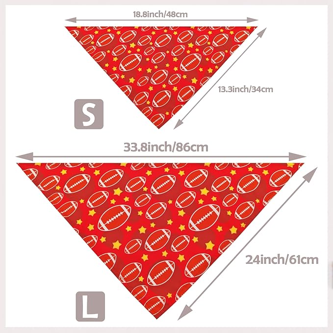 7 PCS Football Dog Bandanas for Small Dogs Stitching Edge Dog Bandana for Puppy Doggy Print One Side Scarves Game Day Grooming S