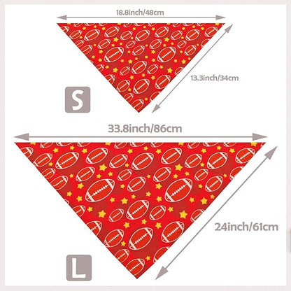 7 PCS Football Dog Bandanas for Small Dogs Stitching Edge Dog Bandana for Puppy Doggy Print One Side Scarves Game Day Grooming S