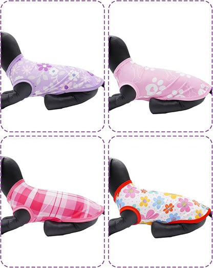 PET SHOW 4 Pack Summer Dog Shirts for Medium Large Dogs Girl UPF 50+ UV Sun Protection Cooling Clothes Tank Top Floral Puppy T-Shirts Pet Holiday Party Sleeveless Vest Pink(X-Large)