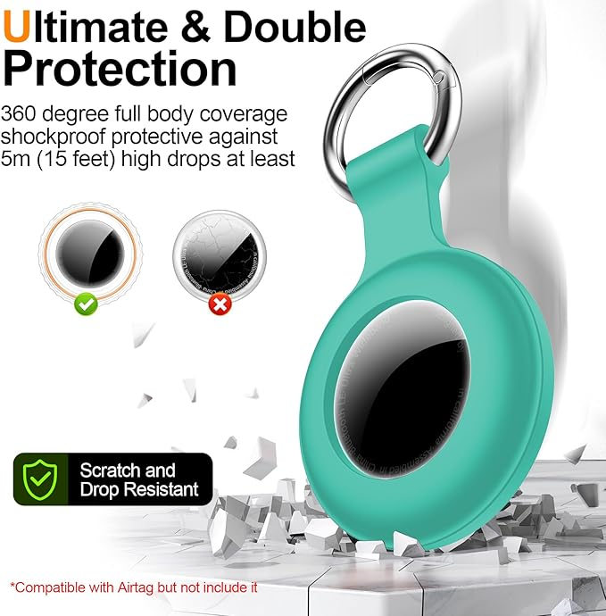 1|2|4Pack for Apple AirTag Holder,For Air Tag 2nd &1st Genaretion,Waterproof GPS Tracker Air Tag Keychain with Cover Anti-Scratch Silicone for Air-Tag Case for Pets,Kids,Luggage-Black+Black+Blue+Green