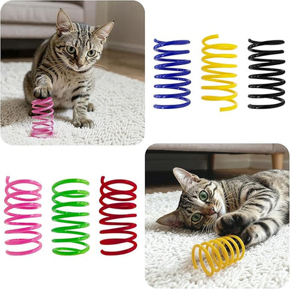 AGYM 6Colors Plastic Spring Cat Toys, 12 Pack Spiral Springs for Indoor Cats to Swat, Bite, Hunt, Interactive Toys for Cats and Kittens