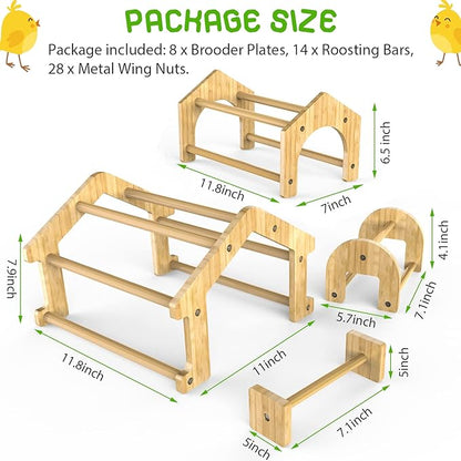 Bamboo Chicken Perch Set(4 Pack), Strong Roosting Bar for coop and brooder, Training Perch for Large Bird, Hens, Parrots, Macaw, Easy to Assemble and Clean, Fun Toys for Chicken