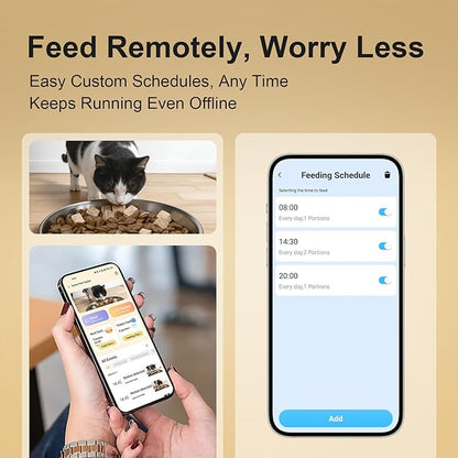 Automatic Cat Feeder with 2K Camera, 5G WiFi 6.5L Smart Pet Feeder for Cat & Small Dog, Automatic Dog Feeder with Night Vision, 2-Way Audio, Motion Detection, Feeding Schedule & App Control