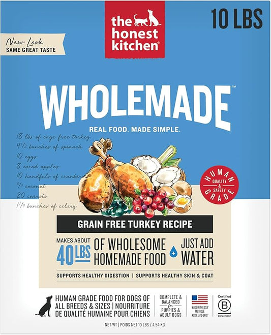 The Honest Kitchen Human Grade Wholemade™ Dehydrated Dog Food, Grain Free Turkey, 10 lb (makes 40lbs)