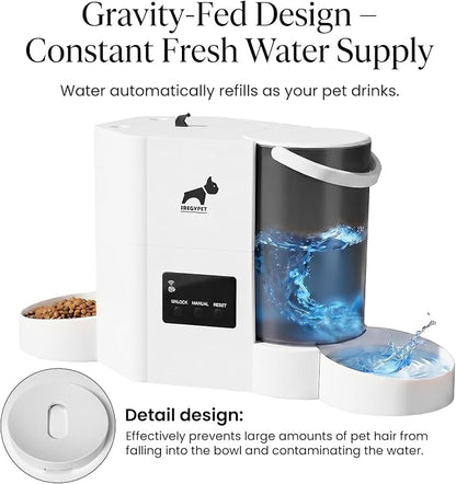 Automatic Cat Feeder 2-in-1 Cat Feeder and Gravity-Fed Water System | 3L Food Tank & 2L Water Tank for Supports 5G/2.4GHz Dual-band WiFi APP Remote Control | Up to 10 Timed Feedings Per Day