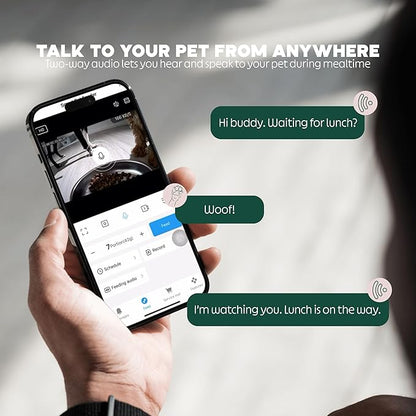 6L Automatic Cat Feeder with Camera – WiFi Smart Pet Feeder for Cats & Dogs, HD Video with Night Vision, App Control, 2-Way Audio, Portion Scheduling – White
