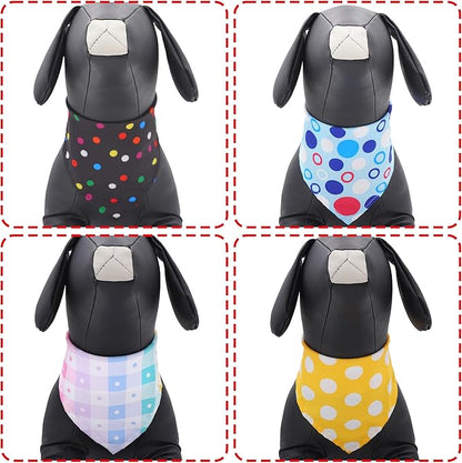7 PCS Polka Dot Dog Bandanas for Large Dogs Breed Sewing Hemming Dog Bandana Print One Side XL Drool Bibs Party Grooming L