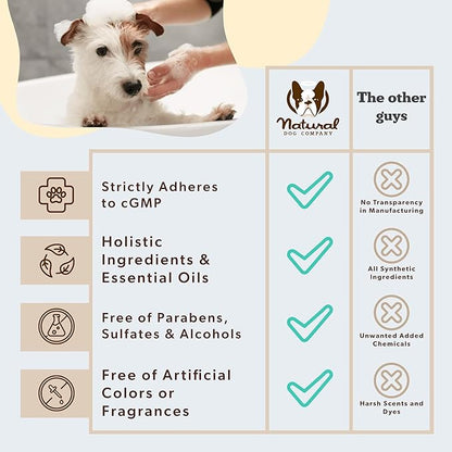 Natural Dog Company Sensitive Skin Dog Conditioner – Oatmeal Moisturizing for Sensitive & Itchy Skin, Detangling Grooming Formula for Long Haired Dogs, with Manuka Honey & Chamimile, 128 oz