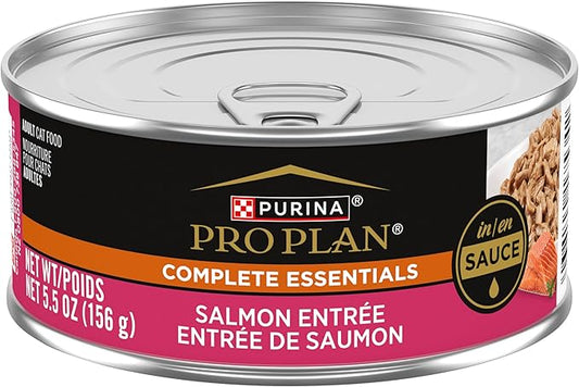 Purina Pro Plan Gravy Wet Cat Food,Complete Essentials Salmon Entree in Sauce - 5.5 oz. Cans,(Pack of 48)