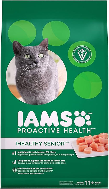 IAMS Proactive Health Senior Dry Cat Food, Cat Food Dry Chicken Recipe, Real Chicken in Every Bite, 7 lb. Bag