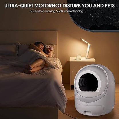 Self Cleaning Cat Litter Box, Smart Litter Box with Large Capacity, No Scooping, Odor Removal, APP Control Support 5G&2.4G WiFi, Easy Clean, Automatic Litter Box for Multiple Cats, Quiet