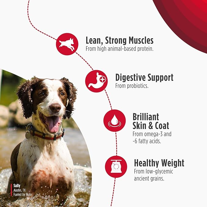 Nulo Frontrunner Dry Dog Food - Adult High-Protein Beef, Barley & Lamb Recipe, Natural Kibble with Ancient Grains, Probiotics, Taurine, Omega 3 for Small, Medium and Large Breeds, 25lb Bag