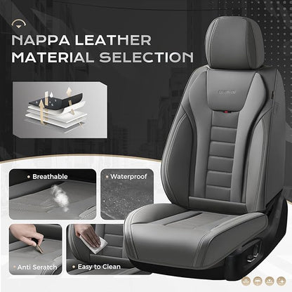Coverado Car Seat Covers Full Set, Seat Covers for Cars, Front Seat Covers and Back Seat Cover Waterproof Leather Automotive Seat Cover, Universal Car Interior Protectors Cushion for Most Cars