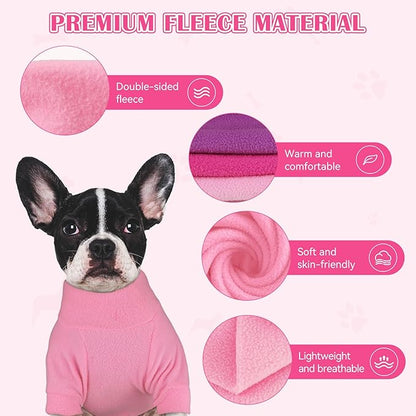 3 Pack Dog Sweater Fleece Pet Clothes Turtleneck Soft Warm Sweatshirt Dog Sweaters for Small Dogs Sweaters for Medium Dogs Boy Girl Pet(Pink+Hotpink+Purple,S/M)