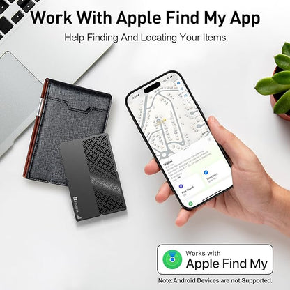 2026 Apple MFi Certified Wallet Tracker Smart Card for Find My iPhone Ultra Thin Air Tracker Tag for Travel, 5 Years+ Staying Power, IP69 Waterproof, Key Finder & Item Locator for Keys, Bags, Passport