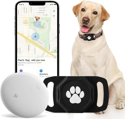 Smart Pet Tracker for Collar - Dog Tracker Pet Location Tracker with Holder | Real-Time Location, No Monthly Fee/ SIM Card, Work with Android Only (Not for IOS), Ultra-Slim, IP68 Waterproof Holder, Black