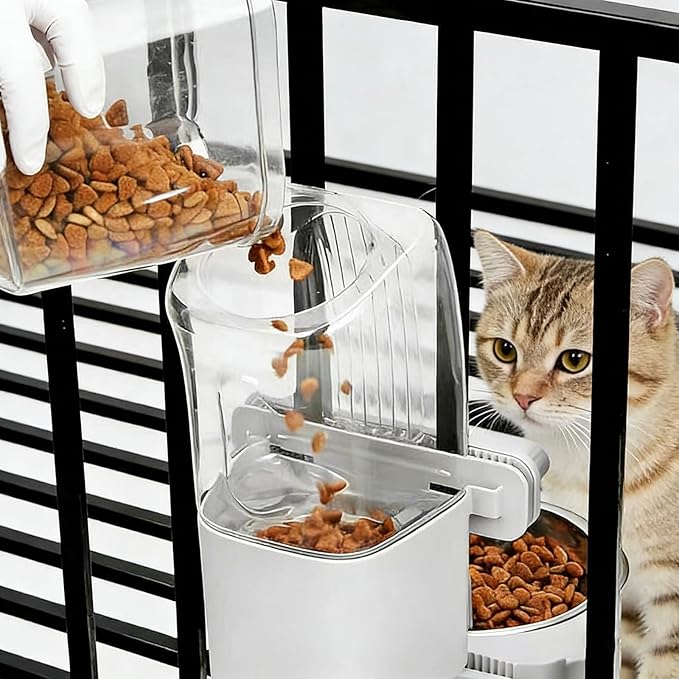54 oz Pet Food Dispenser, Gravity Feeder Bowl for Cage, Auto Feeder for Ferret, Cat, Dog and Other Small & Medium Animals, Compatible with Widemouth Cages(Brown)