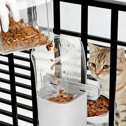54 oz Pet Food Dispenser, Gravity Feeder Bowl for Cage, Auto Feeder for Ferret, Cat, Dog and Other Small & Medium Animals, Compatible with Widemouth Cages(Brown)
