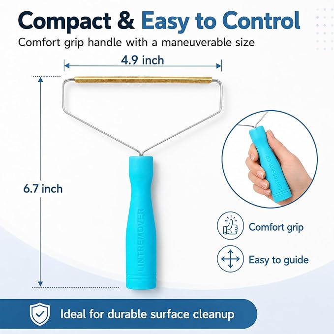 3 Pack Dog Cat Hair Remover, Carpet Rake and Fabric Lint Scraper | reusable fur removal tool, flexible scraper, metal lint brush tackle pet hair on fabrics, rugs, furniture and car interiors.