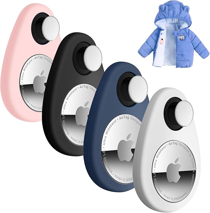 for Airtag Holder for Kids Baby Toddler Hidden 2 Pack GPS Tracker Case, Anti-Removal for Airtag Silicone Case with Safety Pins, Suitable for Children, Elderly, Pets, Backpack, Luggage