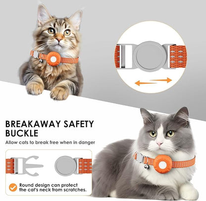Cat Tracker, MINI Pet Tracker for Cats, Cat GPS Tracker Compatible with Apple Find My App(Only iOS), Real-Time Tracking, Precise Positioning, No Monthly Fee, Smart Alerts, Waterproof (Orange)