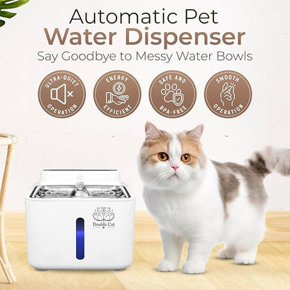 Double Cat Dog and Cat Water Fountain, Automatic Water Dispenser, 108oz/3.2L, Smart Pet Detection, Wireless, Quiet, LED Light Indicators and Multi-Layer Filtration – Fresh Clean Hydration !