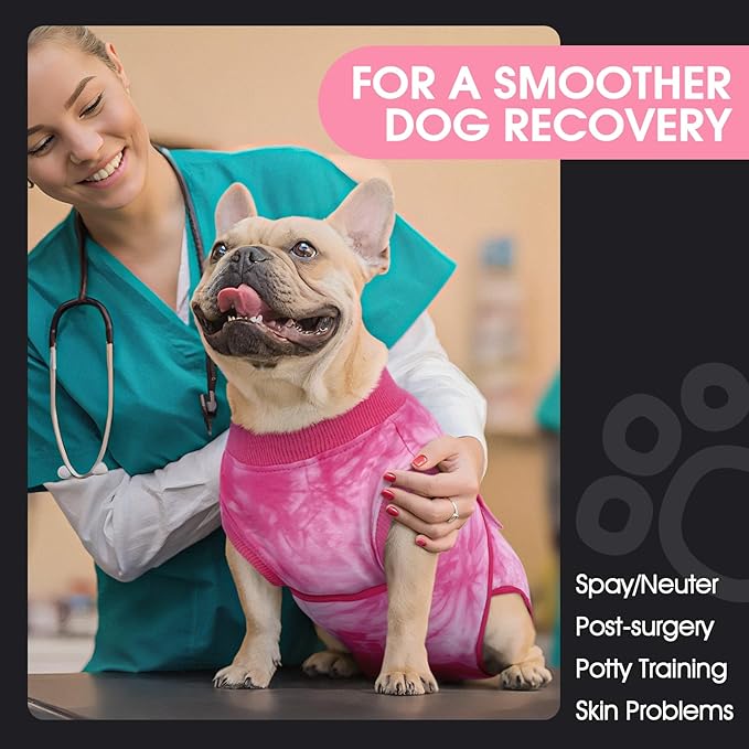 FUAMEY Surgery Recovery Suit for Large Dogs,Dog Surgery Suit Female Spay Male Dogs Neuter Recovery Shirt Dog Onesie Anti Licking Abdominal Wounds Pet Bodysuit Skin Conditions Rose Dye XXL