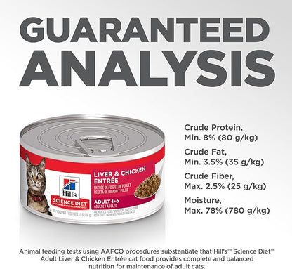 Hill's Science Diet Adult 1-6 Wet Cat Food, Liver & Chicken, 5.5 oz. Cans, 24-Pack