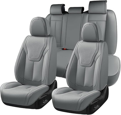 FLORICH Car Seat Cover Full Set, Automotive Seat Covers, Luxury Waterproof Leather Car Seat Protectors, Car Seat Cushions Universal Fit for Most Sedans SUVs Trucks - Grey