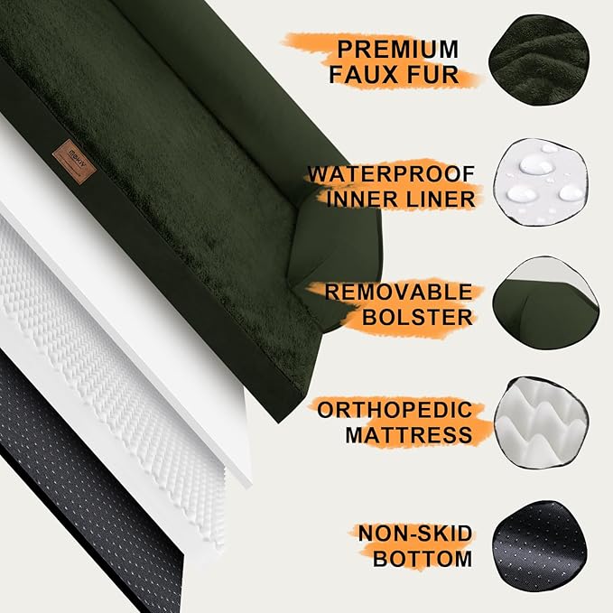 Dog Bed Medium Size Dog-Orthopedic Waterproof Bed for Dogs,Foam Couch Sofa with Washable Removable Cover & Non-Slip Bottom - Outpost Olive